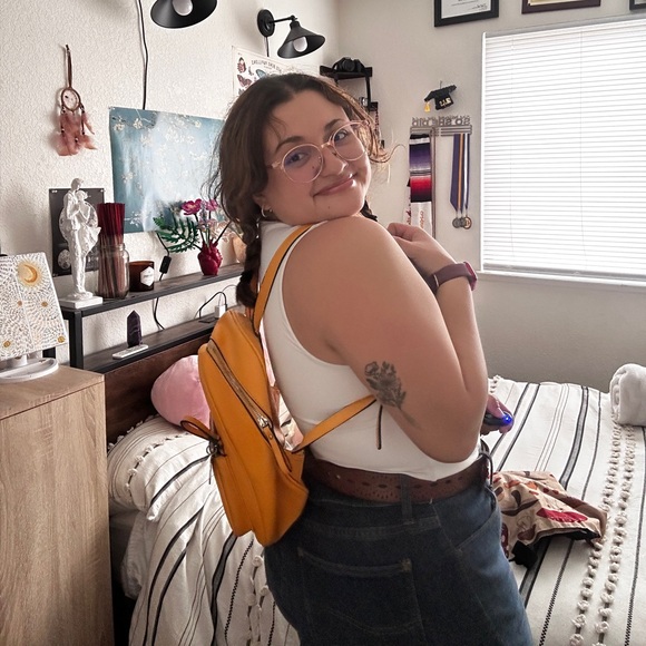 GUESS Yellow Mini Backpack - Picture 3 of 4